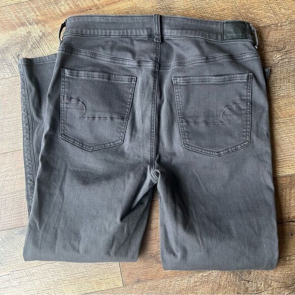 AE🦅 stretch women’s Next level stretch Jegging Crop Charcoal Grey Sz 12 EUC - Picture 13 of 15